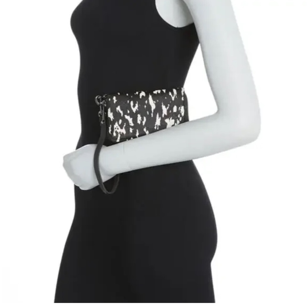 Aimee kestenberg Black and White Animal Print calf hair zip Clutch